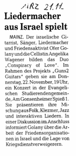 Mainzer Rheinzeitung (21.11.07)